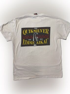 Quiksilver White Tee with Yellow & Black Eddie Aikau Graphic